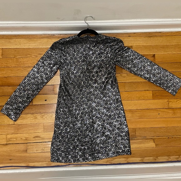 ZARA SILVER SEQUIN LONG SLEEVE DRESS SIZE S RARE - Picture 5 of 6